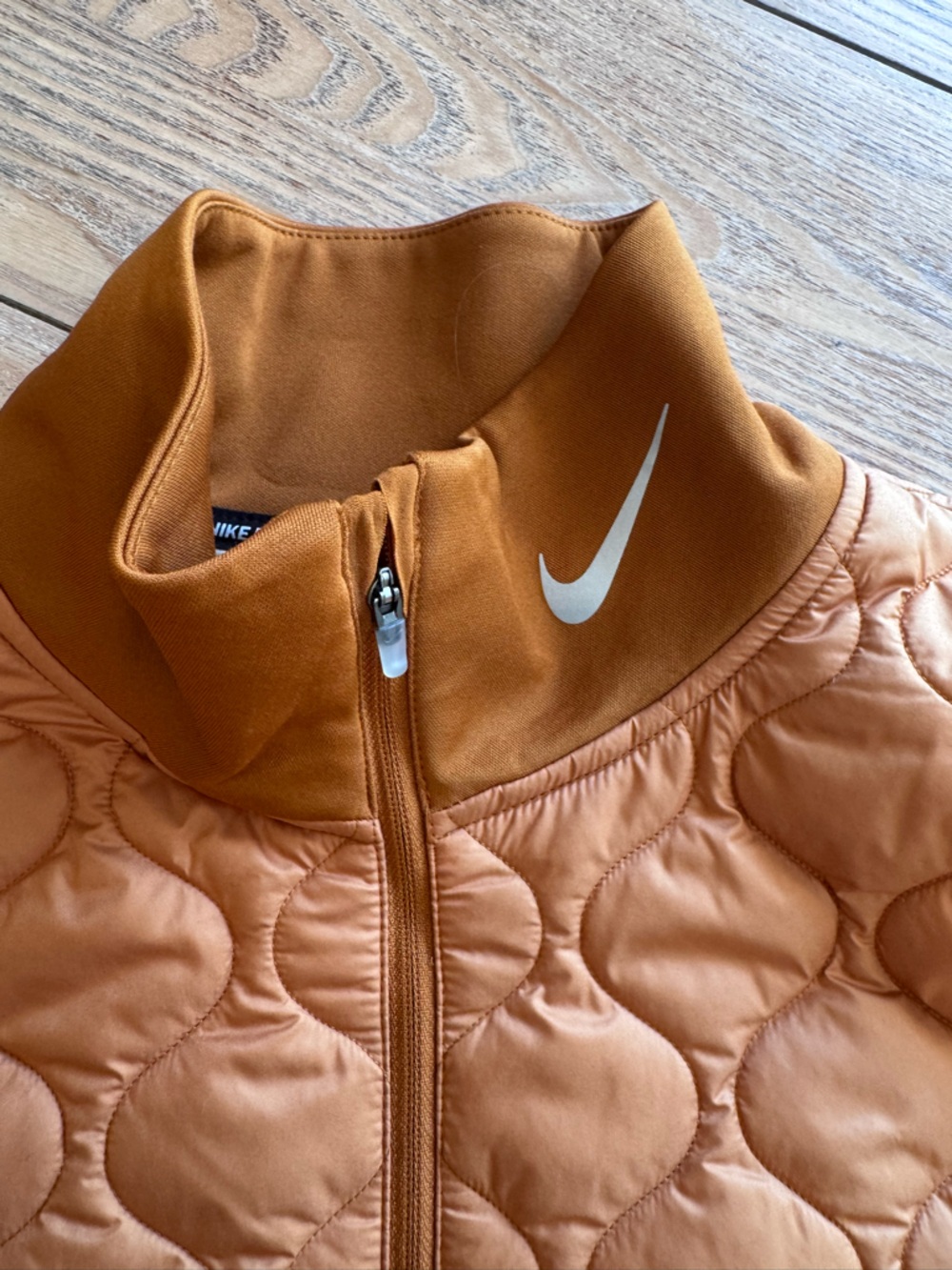 Nike Women’s Quilted Copper-Orange Vest with Black Band - Picture 6 of 9